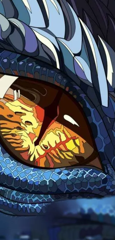 Vibrant dragon eye illustration with intricate details and vivid colors.