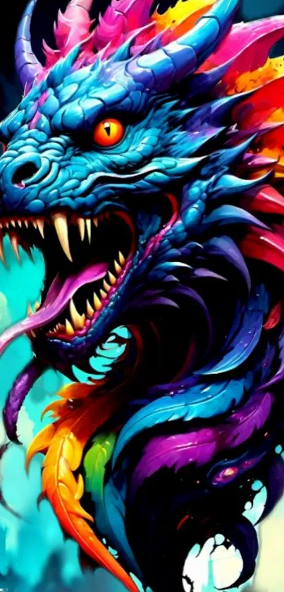 Colorful dragon illustration in fantasy style, perfect for mobile wallpaper.