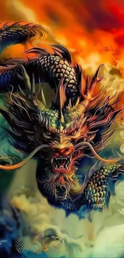 Vibrant dragon fantasy art with rich colors and intricate designs.