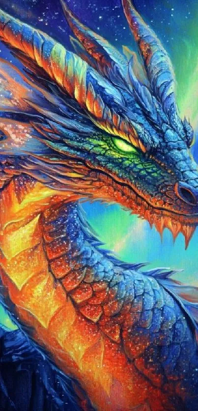 Vibrant colorful dragon fantasy artwork with intricate details.