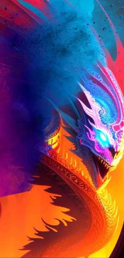 Vibrant fantasy dragon artwork with fiery colors and intricate details.