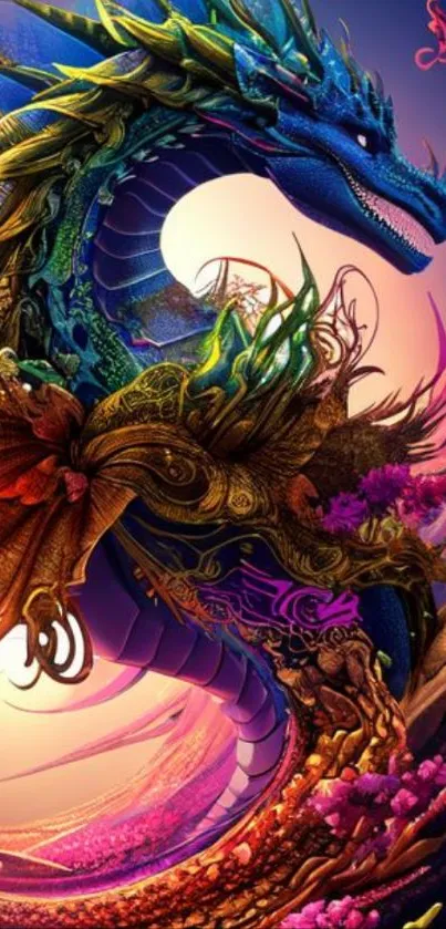 Vibrant fantasy dragon illustration with vivid colors on mobile wallpaper.