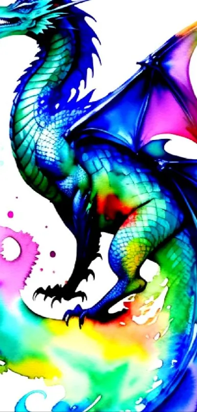 Colorful dragon artwork with vibrant hues on a mobile wallpaper.