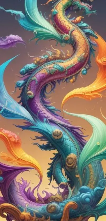 Colorful dragon fantasy art wallpaper with vibrant swirling designs.