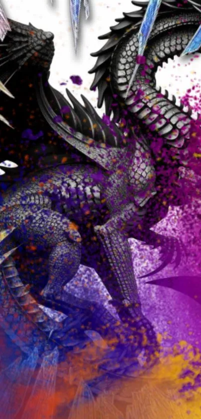 Colorful dragon fantasy wallpaper featuring purple hues.