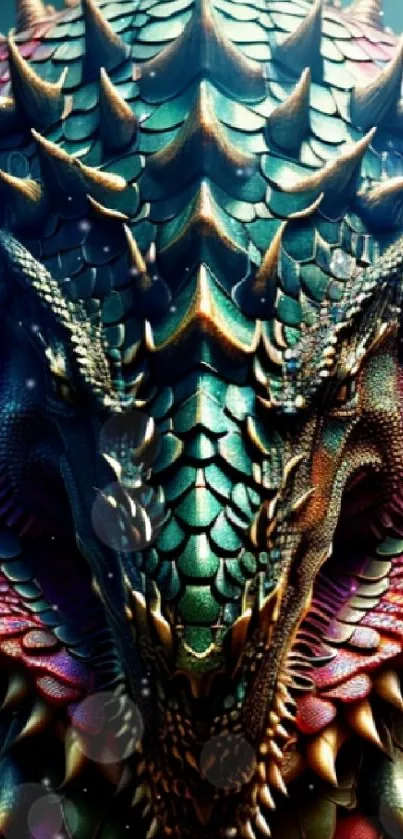 Vivid dragon with colorful scales and intricate details.