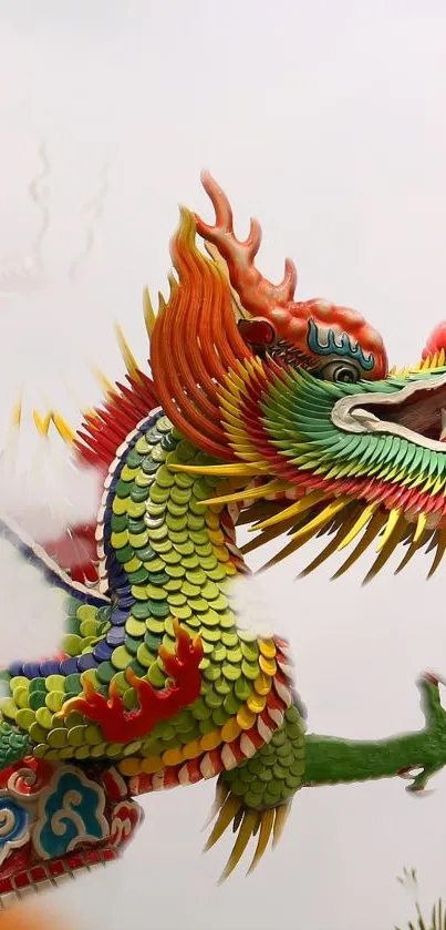 Colorful dragon with vibrant scales, eye-catching design.