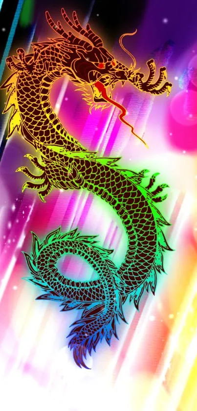 Vibrant multicolor dragon wallpaper for phone.