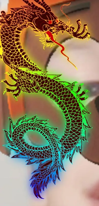 Vibrantly colored dragon design wallpaper for phones.