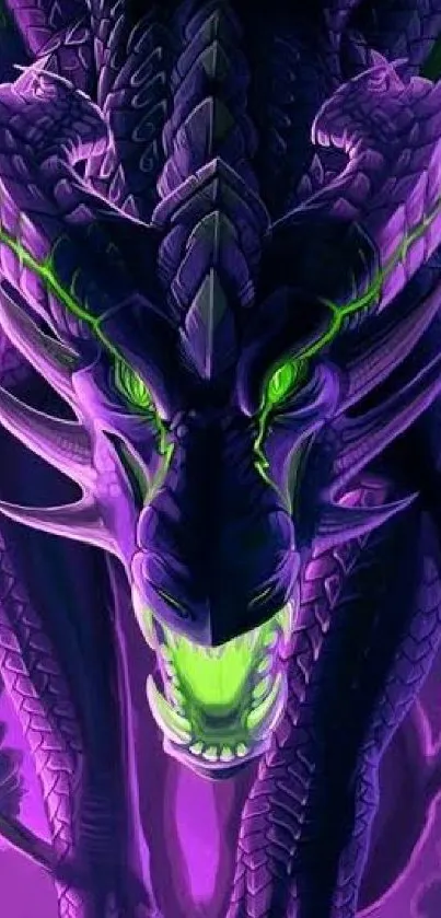 Vivid purple and green dragon wallpaper for phones.