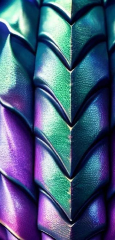 Vibrant dragon scale wallpaper in purple and green hues.