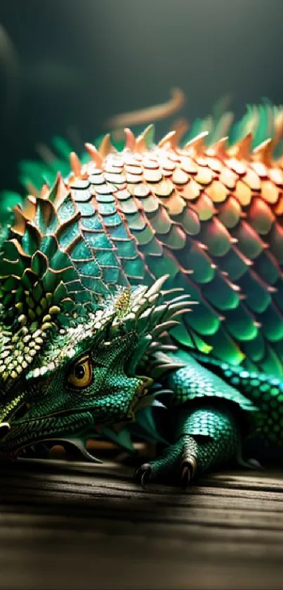 Intricate emerald green dragon scales in vibrant mobile wallpaper.