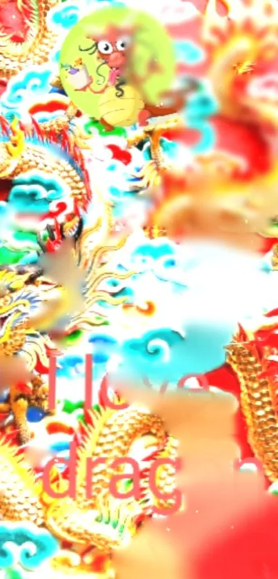 Colorful dragon wallpaper with vibrant red and intricate patterns.