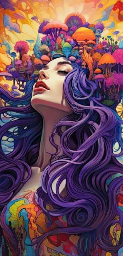 Vibrant fantasy art wallpaper with surreal design and vivid colors.
