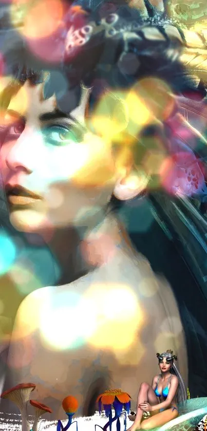 Surreal dreamscape wallpaper with vibrant colors and lights.