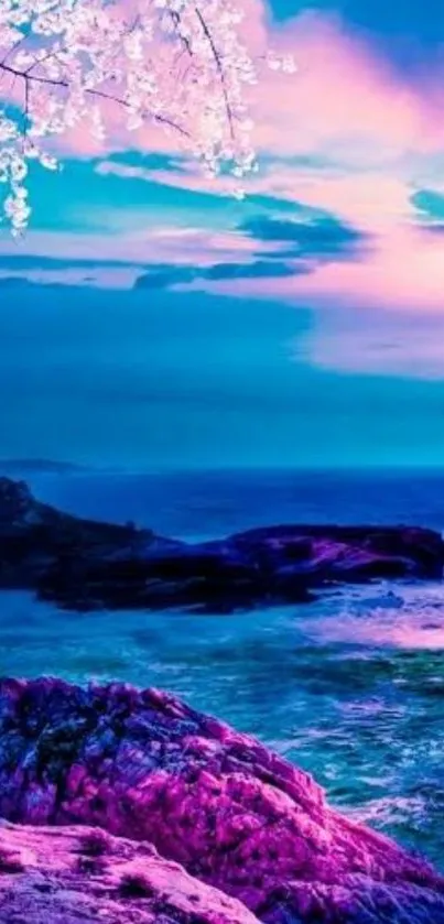 Vibrant twilight ocean landscape wallpaper.