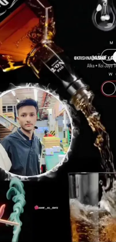 Pouring drink wallpaper with portrait.