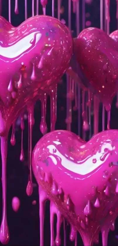 Vibrant dripping heart artwork in shades of pink.