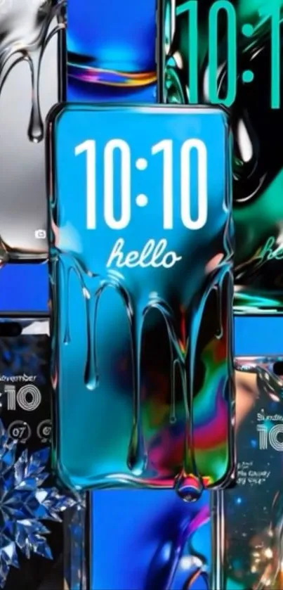 Abstract vibrant phone wallpaper with liquid design.