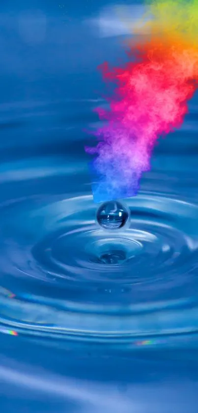 Vibrant colors splash into blue water with ripples reflecting creativity.