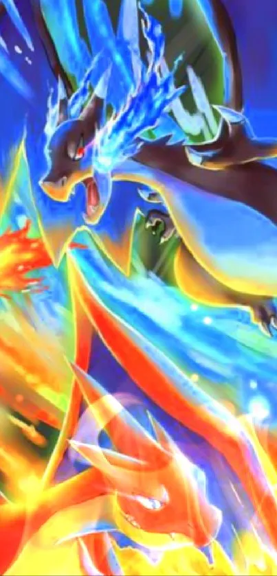 Dynamic dual dragon battle in vibrant colors.