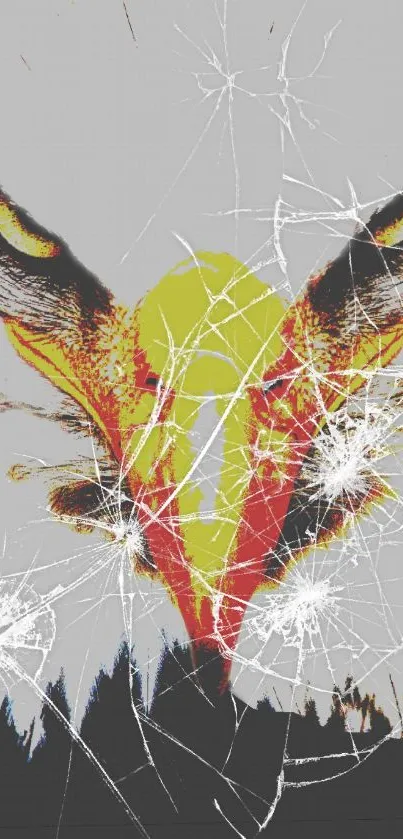 Vibrant abstract eagle with cracked glass effect on phone wallpaper.