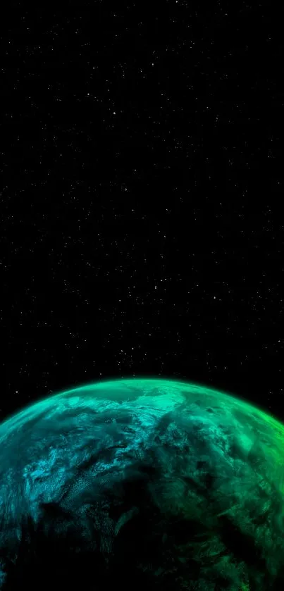 Vibrant Earth in space with stars background.