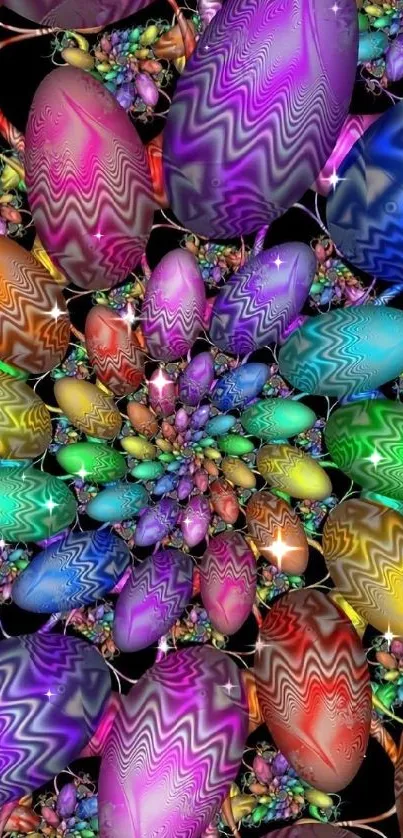 Colorful egg pattern mobile wallpaper design, vibrant and artistic.