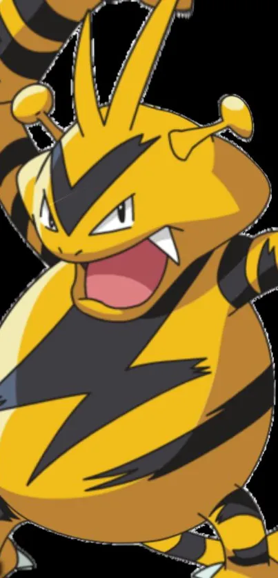 Animated Electabuzz with vibrant yellow and black design for mobile wallpaper.