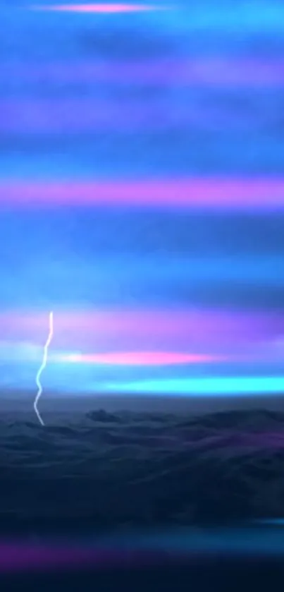 Abstract wallpaper with vibrant blues and purples, featuring lightning.