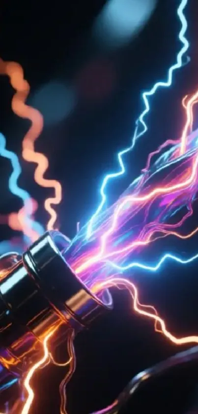 Vibrant electric energy art with colorful currents