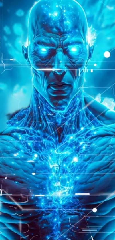 Electric entity art with vibrant blue glow and energy.