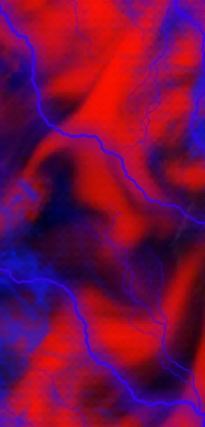 Vibrant red and blue electric storm wallpaper design for mobile.