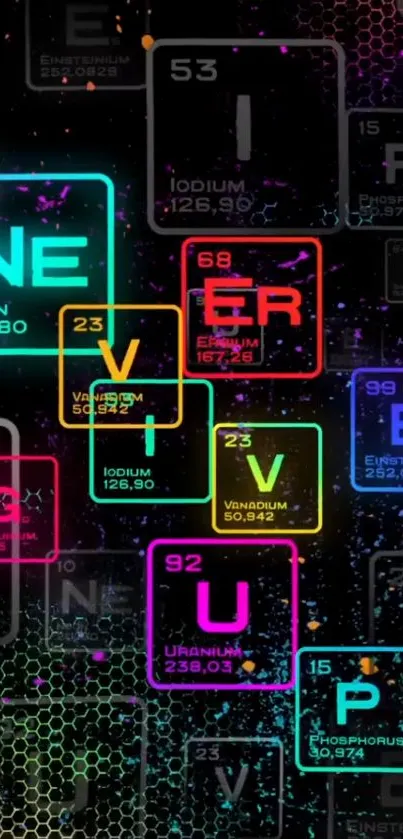 Vibrant periodic table wallpaper design