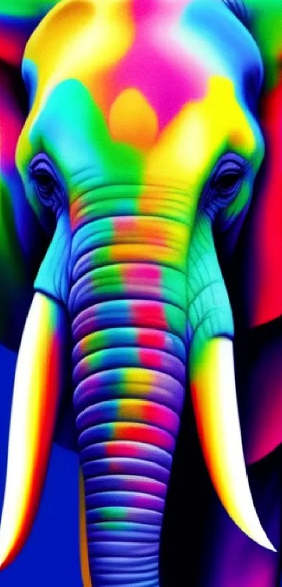 Colorful rainbow elephant mobile wallpaper with vibrant hues.