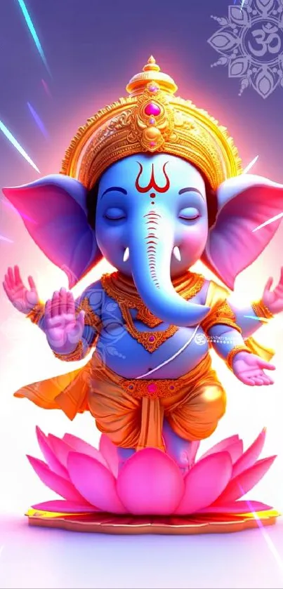 Elephant deity with vibrant colors and sacred symbol