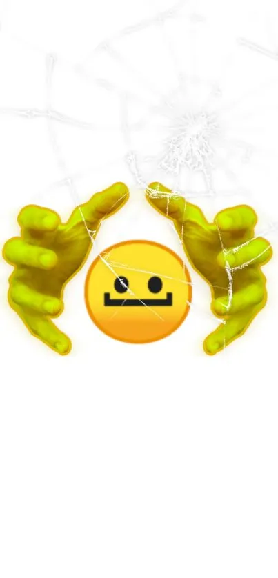 Colorful emoji with green hands breaking through.