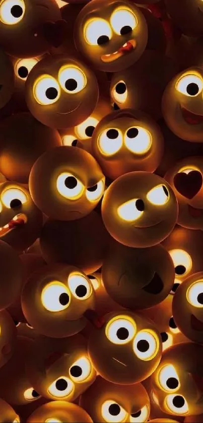 Bright and glowing 3D emoji wallpaper for mobile.