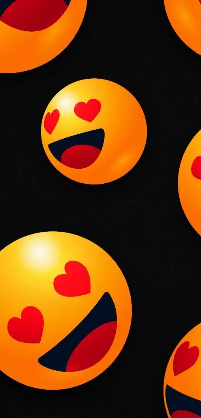 Vibrant orange love emojis on a black background.