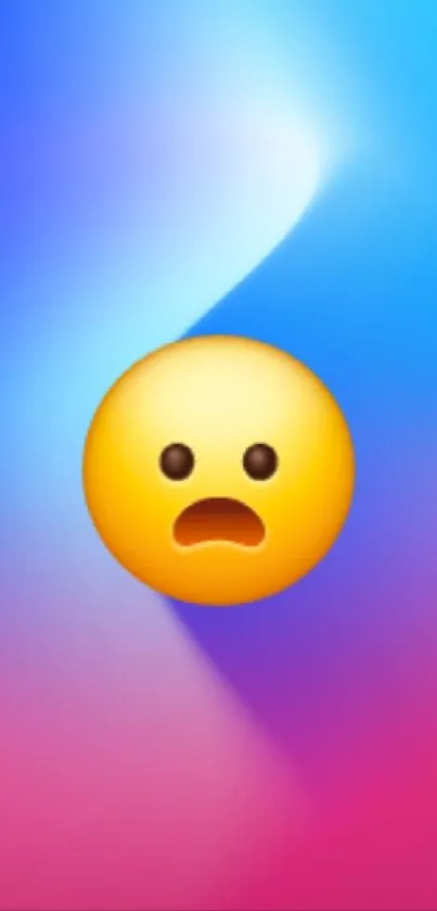 Colorful gradient phone wallpaper with shocked emoji.