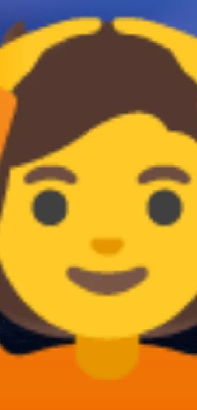 Vibrant emoji overlay on night volcano scene wallpaper.