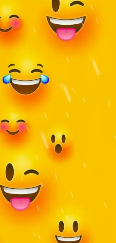 Bright yellow wallpaper with playful emoji faces.