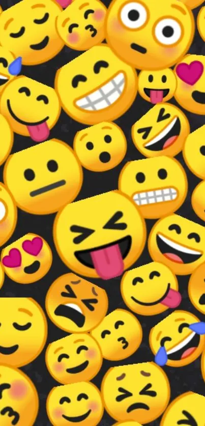 Vibrant phone wallpaper with expressive emojis.