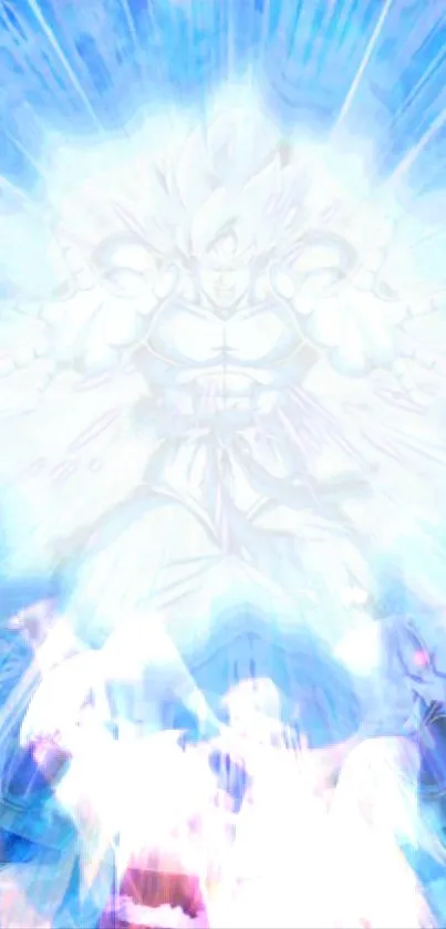 Anime character surrounded by blue energy burst.