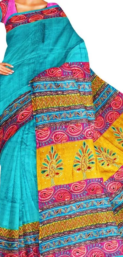 Vibrant ethnic textile art with colorful patterns.