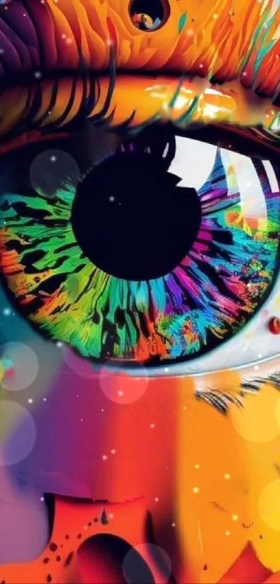 Colorful abstract eye art wallpaper.