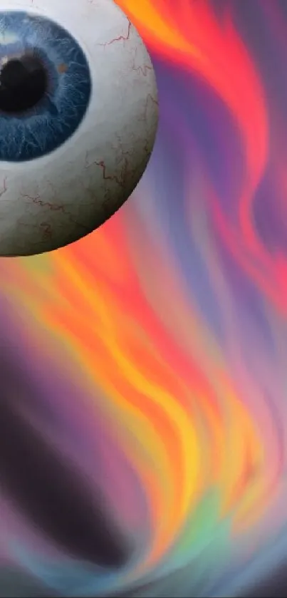 A vibrant eye-themed wallpaper with swirling, colorful abstract design.