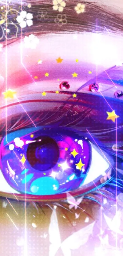 Vibrant eye art wallpaper with colorful and magical design for mobile.