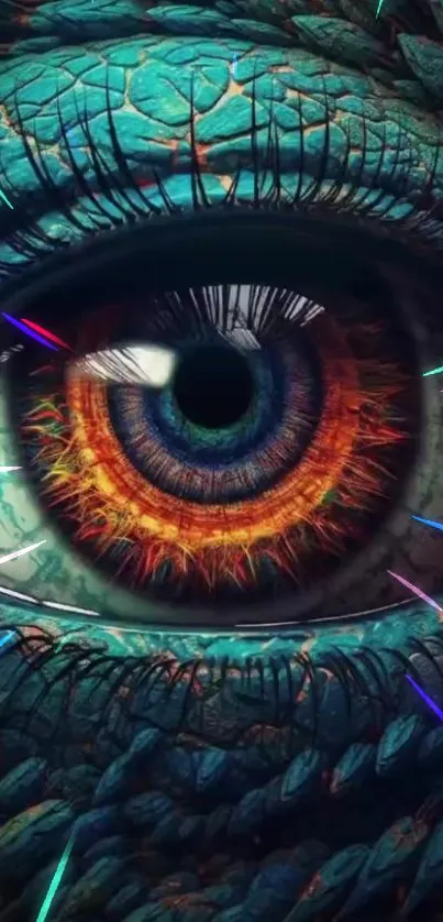 Intricate digital art showing a vibrant multicolored eye design.