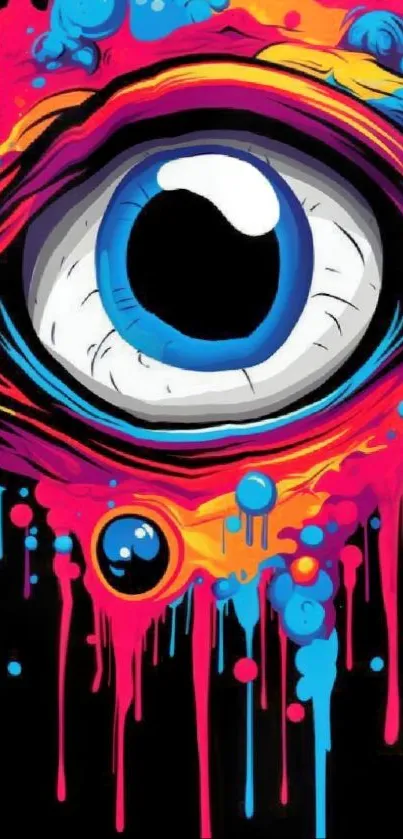 Vibrant colorful eye splash art for mobile wallpaper.